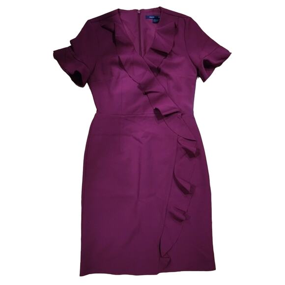 French Connection Alianor Frill Stretch Baked Cherry‎ Holiday Dress NWT Size 2 - Picture 8 of 9